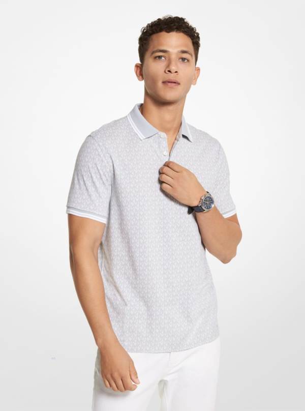 Panske Polokosele Michael Kors Greenwich Logo Print Cotton Jersey Siva - Oblecenie Michael Kors Levně | RTZFU-2734